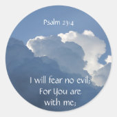 Sticker Rond Bible Scripture Psalm 23:4 Fear No Evil... (Devant)