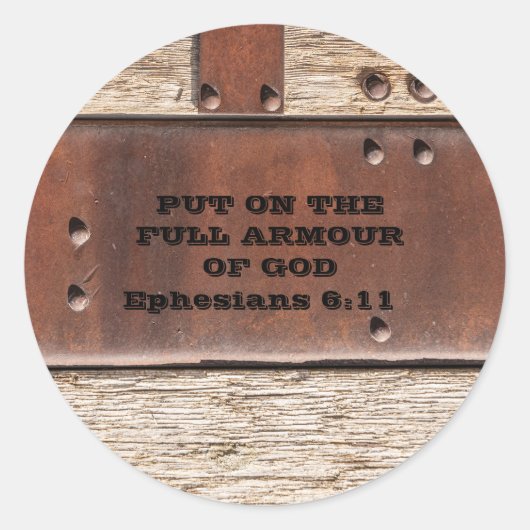 Sticker Rond Bible Verse Pleine Armure de Dieu Éphésiens (Devant)