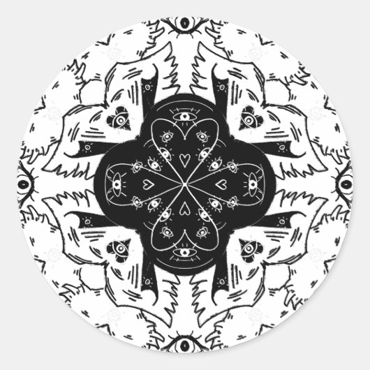 Sticker Rond Biblically accurate angel mandala (Devant)
