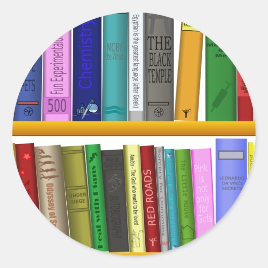 Sticker Rond bibliothèque bibliothèque bibliothèque lecture (Devant)