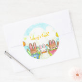 Sticker Rond bibliothèque de lapins de ballon (Enveloppe)