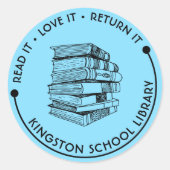 Sticker Rond Bibliothèque de l'école Lire l'amour le retourner  (Devant)