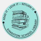 Sticker Rond Bibliothèque de l'école Lire l'amour le retourner  (Devant)