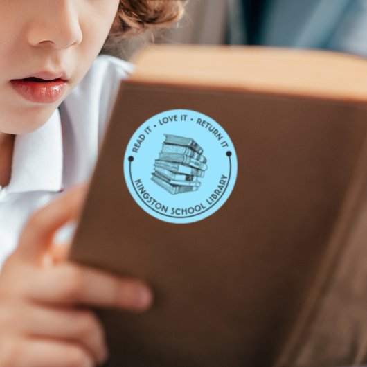 Sticker Rond Bibliothèque de l'école Lire l'amour le retourner 