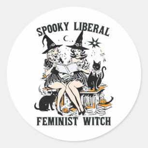 Sticker Rond Bibliothèque éffrayante libérale féministe sorcièr
