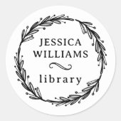 Sticker Rond Bibliothèque personnelle Nom de la couronne botani (Devant)