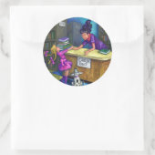 Sticker Rond Bibliothèque Récupérer l'oeuvre (Sac)