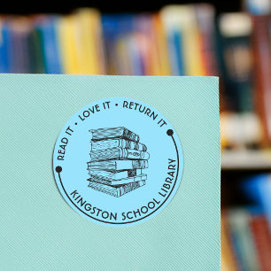 Sticker Rond Bibliothèque Scolaire Lisez-le, Adorez-le, Rendez-