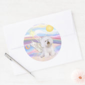 Sticker Rond Bichon Frise Ange (Enveloppe)