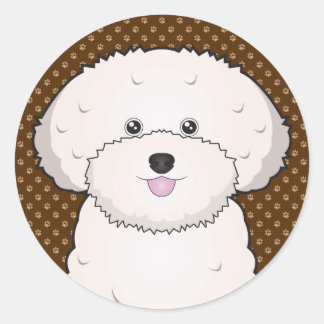 Sticker Rond Bichon Frise Chien Cartographie Paws