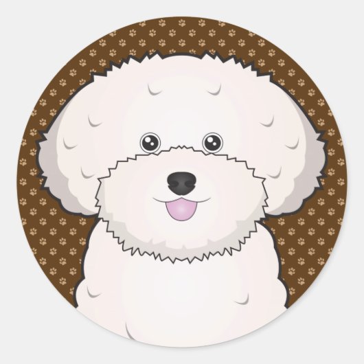 Sticker Rond Bichon Frise Chien Cartographie Paws (Devant)