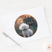 Sticker Rond Bichon Frise Halloween Effrayant (Enveloppe)