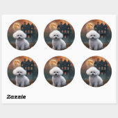 Sticker Rond Bichon Frise Halloween Effrayant (Feuille)
