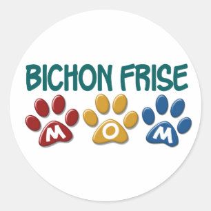 STICKER ROND BICHON FRISE MOM EMPREINTE DE PATTE