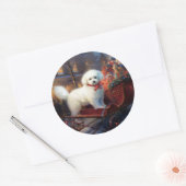 Sticker Rond Bichon frisé période de fêtes de Noël (Enveloppe)