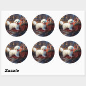 Sticker Rond Bichon frisé période de fêtes de Noël (Feuille)