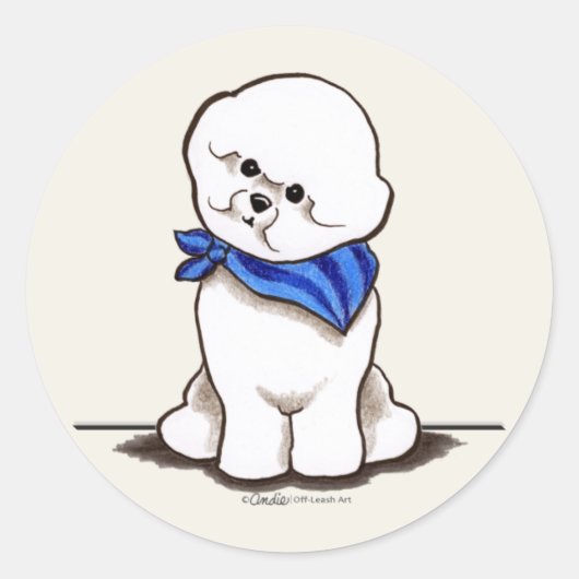 Sticker Rond Bichon Frise Sailor Boy Blue (Devant)