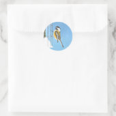 Sticker Rond Bickadee sur la peinture d'alimentation - Oiseaux (Sac)