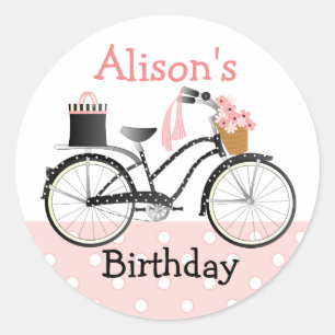 Sticker Rond Bicyclette de point de polka