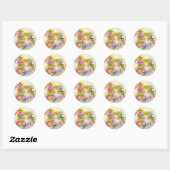Sticker Rond Bicyclette et fleurs (Feuille)