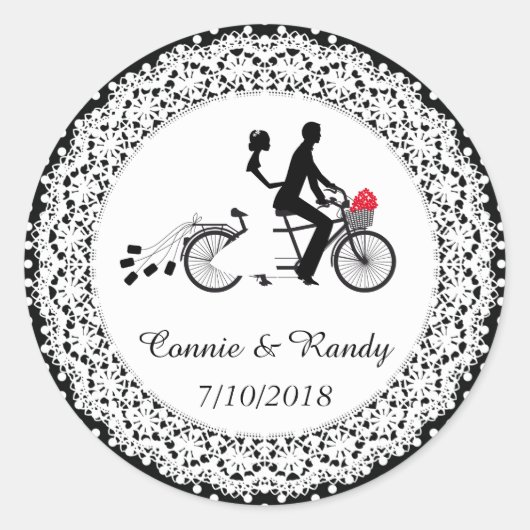 Sticker Rond Bicyclette Mariage Tandem (Devant)