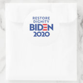 Sticker Rond BIDEN 2020 - Restaurer la dignité (Sac)