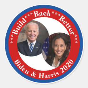 Sticker Rond Biden et Harris - Construisez mieux 2020