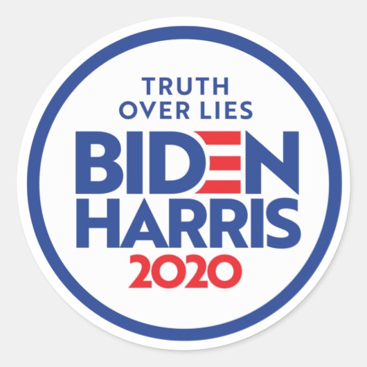 Sticker Rond BIDEN HARRIS 2020 : La vérité sur les mensonges (Devant)