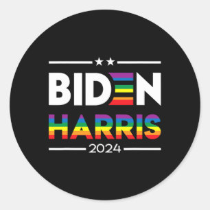 Sticker Rond Biden Kamala Harris 2024 Gay pride Arc-en-ciel Lgb
