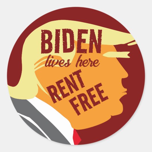 Sticker Rond Biden vit dans la tête de Trump (Devant)