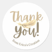 Sticker Rond Biege Feather Merci Petites entreprises (Devant)