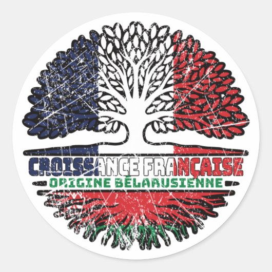Sticker Rond Biélorussie Biélorussie Biélorussie France Arbre (Devant)