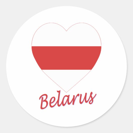 Sticker Rond Biélorussie (traditionnel) Coeur du drapeau (Devant)