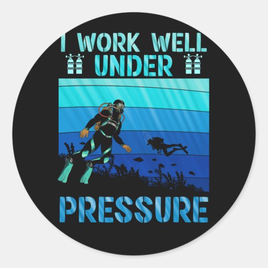 Sticker Rond Bien Travailler Sous Pression Plongée Plongée Ocea (Devant)