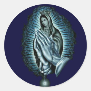 Sticker Rond Bienheureuse Vierge Marie Prière Rosaire