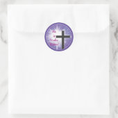 Sticker Rond Bienheureux de Pâques Cross Starburst sur violet,  (Sac)