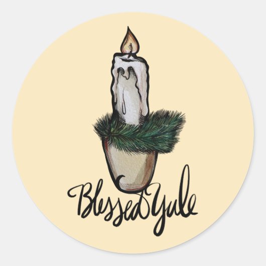 Sticker Rond Bienheureux Yule bougie (Devant)