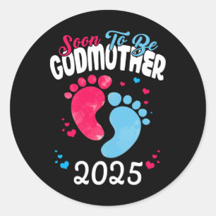 Sticker Rond Bientôt Être Godmère 2025 Grossesse Faire-part