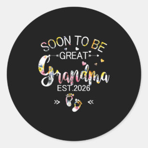 Sticker Rond Bientôt Être Grand Grand-Mère 2026 Fête Des Mères