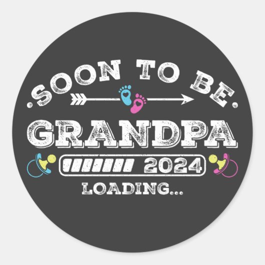 Sticker Rond Bientôt être Grand-père 2024 Chargement (Devant)