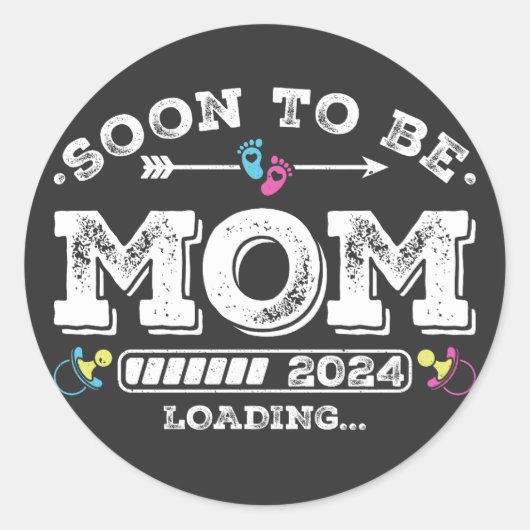 Sticker Rond Bientôt être maman 2024 Chargement (Devant)