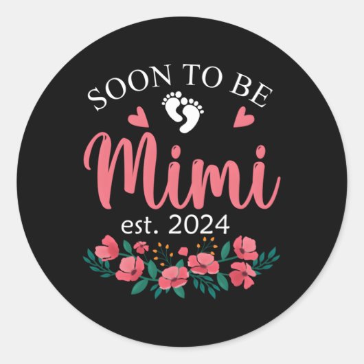 Sticker Rond Bientôt Être Mimi 2024 Pour Promu À Grand-Mère Mam (Devant)