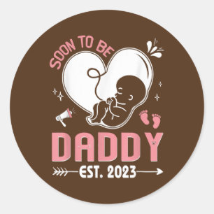 Sticker Rond Bientôt être papa 2023 Bébé Révéler maman Gr