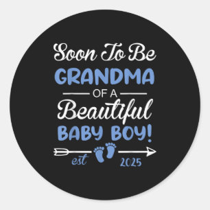 Sticker Rond Bientôt Grand-mère d'un Beau Bébé Garçon Révélatio