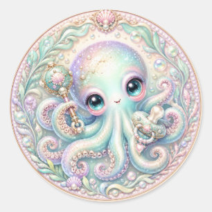 Sticker Rond Bientôt sous l'océan bébé pieuvre douche Sea You S