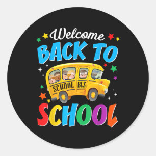 Sticker Rond Bienvenue à bord du bus scolaire conducteur premie