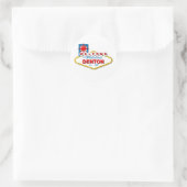 Sticker Rond Bienvenue à Denton, Texas ! (Sac)