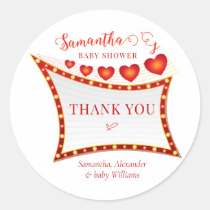 Sticker Rond Bienvenue à la Baby Shower de la Saint-Valentin Cu