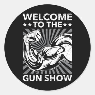 Sticker Rond Bienvenue À La Salle De Sport De Gun Show Bodybuil