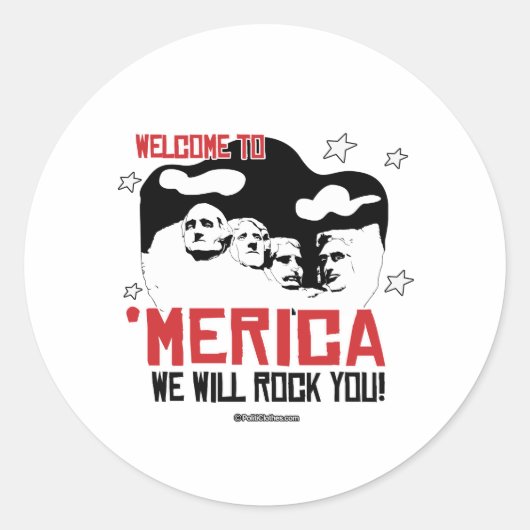 Sticker Rond Bienvenue à l'Amérique - We will Rock You (Devant)